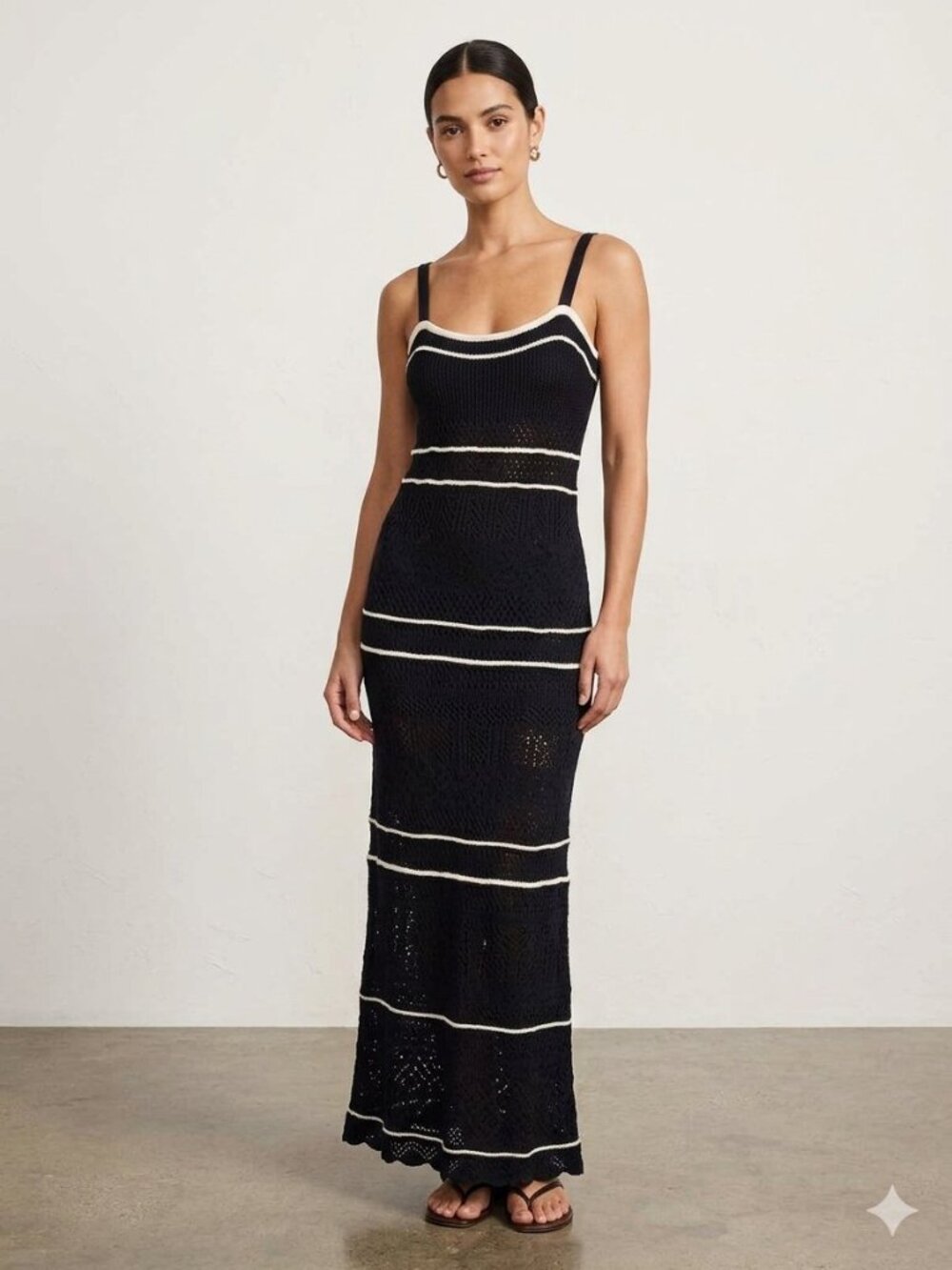 NWT Abercrombie & Fitch crochet style maxi dress, black & white, size S